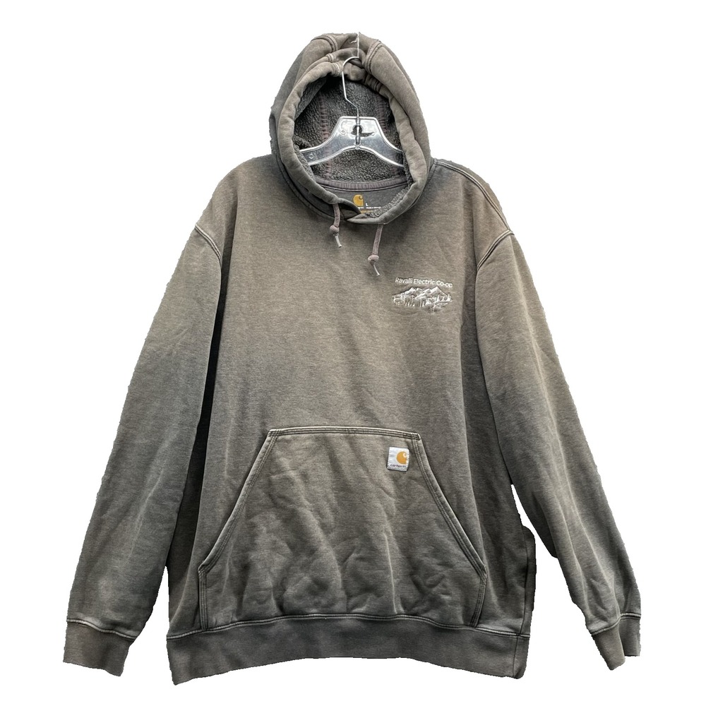 Carhartt Hoodie Mens Large Brown Sun Faded Outdoor Workwear Y2K Streetwear Skate